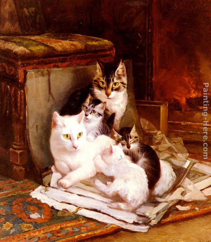 The Happy Litter painting - Henriette Ronner-Knip The Happy Litter art painting